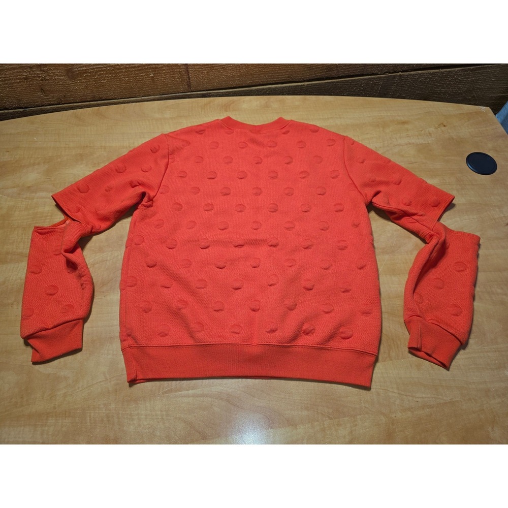 JoyLab Womens Textured Polka Dot Sweatshirt Elbow Cut Out Orange Red Size M - Picture 2 of 6